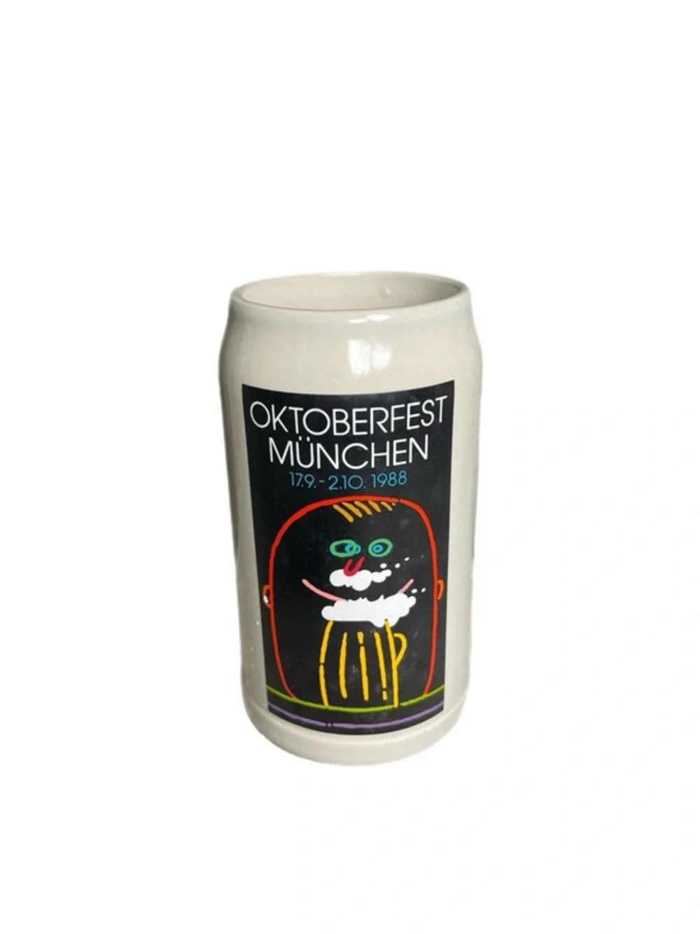 Vintage Ceramic 1988 Munchen German Oktoberfest Beer Stein 1L Glass by T. Piskor
